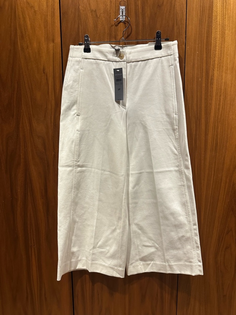 Ann Taylor The Marina  Off-White Cropped Wide-Leg Pants